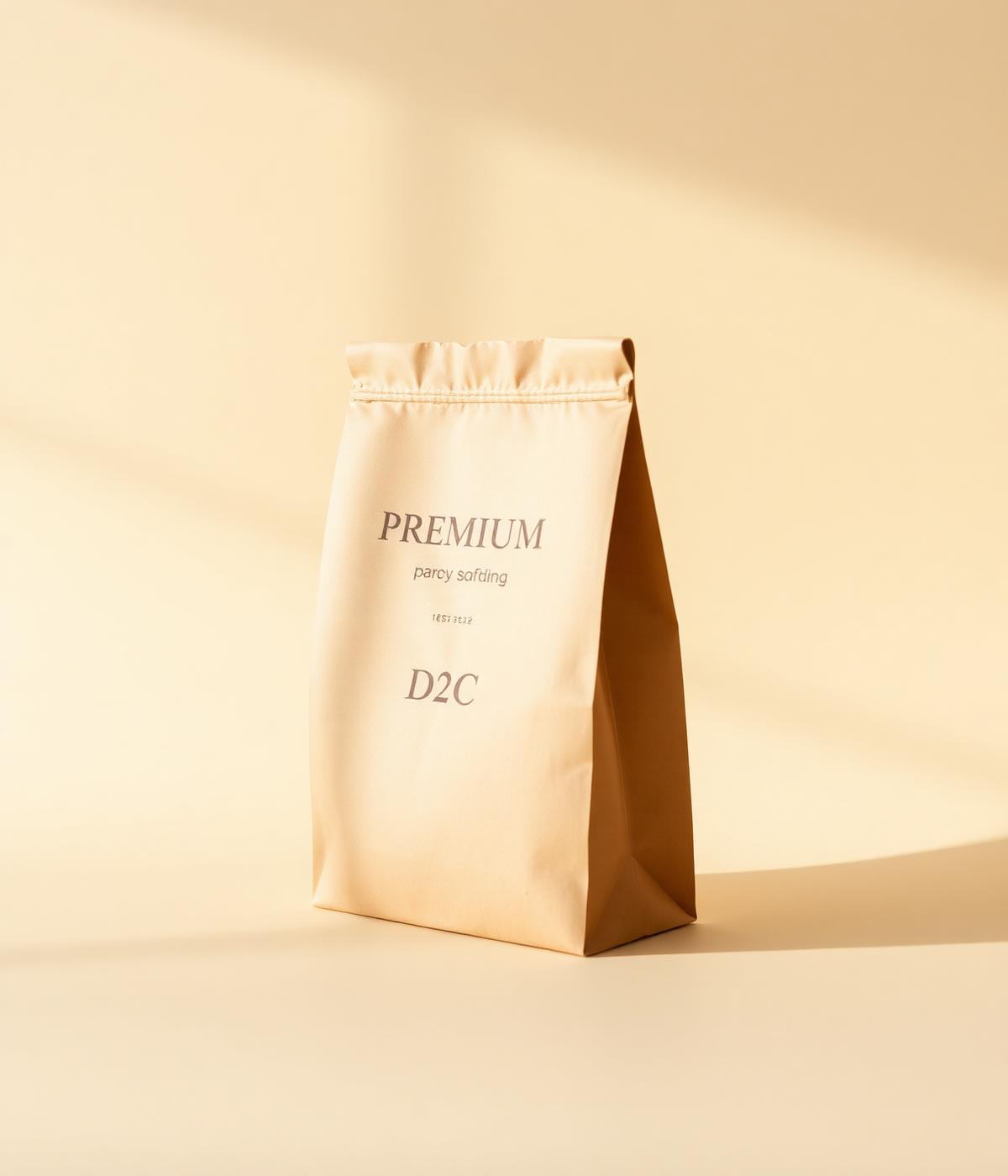 Premium kraft paper bag on a warm cream background